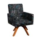 Poltrona Giratória Nina Estampado Base Madeira Mm30 D'rossi -