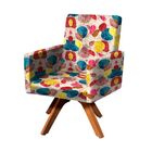 Poltrona Giratória Nina Estampado Base Madeira Mm30 D'rossi -