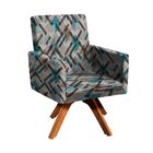 Poltrona Giratória Nina Estampado Base Madeira Mm30 D'rossi -