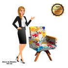 Poltrona Giratória Nina Estampado Base Madeira Mm30 D'rossi -