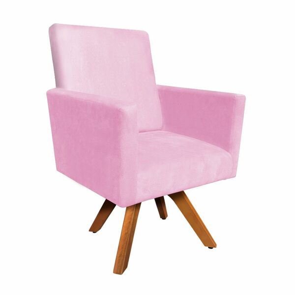 Poltrona Giratória Nina Suede Base Madeira Mm30 M11 - D'rossi