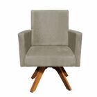 Poltrona Giratória Nina Suede Base Madeira Mm30 M11 - D'rossi