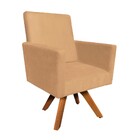 Poltrona Giratória Nina Suede Caramelo Sisal Base Madeira Mm3