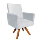 Poltrona Giratória Nina Suede Cinza Base Madeira Mm30 D'rossi