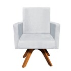Poltrona Giratória Nina Suede Cinza Base Madeira Mm30 D'rossi