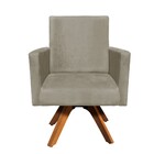 Poltrona Giratória Nina Suede Marrom Rato Base Madeira Mm30 D