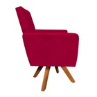 Poltrona Giratória Nina Suede Vermelho Base Madeira Mm30 D'ro