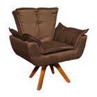 Poltrona Giratória Opala Acetinado Marrom Base Madeira Mm30 D