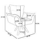 Poltrona Giratória Opala Composê D87 Com Suede Base Madeira M
