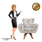 Poltrona Giratória Opala Composê D87 Com Suede Base Madeira M