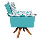 Poltrona Giratória Opala D33 Com Suede Azul Turquesa Base Mad