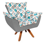 Poltrona Giratória Opala D33 Com Suede Grafite Base Madeira M