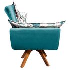 Poltrona Giratória Opala Folhas D68 E Veludo Base Madeira Mm3