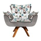 Poltrona Giratória Opala Folhas D68 E Veludo Base Madeira Mm3