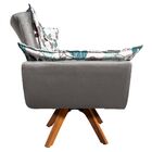 Poltrona Giratória Opala Folhas D68 E Veludo Base Madeira Mm3