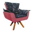 Poltrona Giratória Opala Preto Escrito D62 E Suede Rose Base