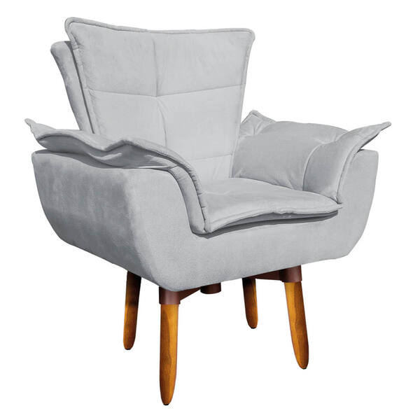Poltrona Giratoria Opala Suede Cinza Bas