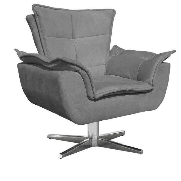Poltrona Giratória Opala Suede Grafite Base Cromada D03 - D'r