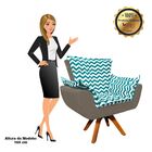 Poltrona Giratória Opala Zig Zag Azul Turquesa D78 Com Suede