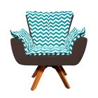 Poltrona Giratória Opala Zig Zag Verde Turquesa D78 Com Suede