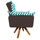 Poltrona Giratória Opala Zig Zag Verde Turquesa D78 Com Suede
