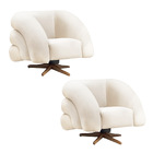 Poltrona Giratória Orgânica Com Balanço Kit 2 Tana Bouclê Beg