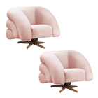 Poltrona Giratória Orgânica Com Balanço Kit 2 Tana Bouclê E03