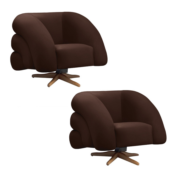 Poltrona Giratória Orgânica Com Balanço Kit 2 Tana Bouclê E03