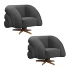 Poltrona Giratória Orgânica Com Balanço Kit 2 Tana Bouclê E03