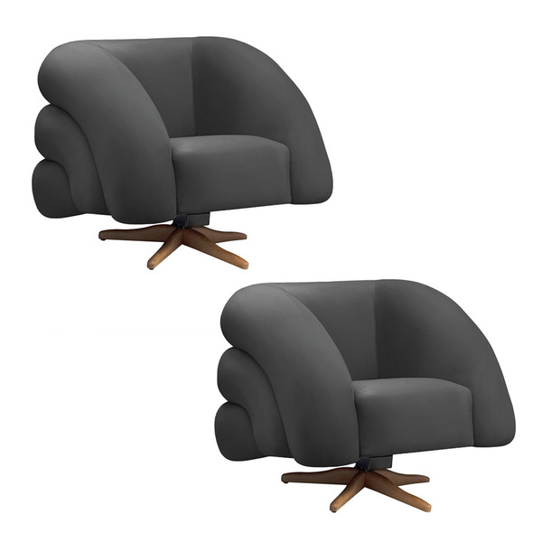 Poltrona Giratória Orgânica Com Balanço Kit 2 Tana Bouclê E03