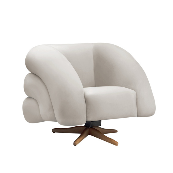 Poltrona Giratória Orgânica Com Balanço Tana Bouclê E03 - D'r