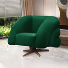 Poltrona Giratória Orgânica Com Balanço Tana Bouclê Verde E03