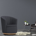 Poltrona Giratória Ouro Fosco Évora Bouclé Cinza Azulado - Ne