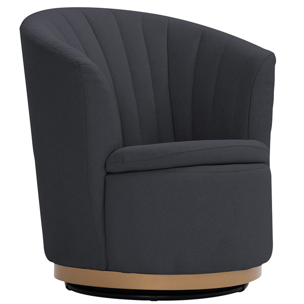 Poltrona Giratória Ouro Fosco Évora Bouclé Cinza Azulado - Ne