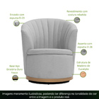 Poltrona Giratória Ouro Fosco Évora Bouclé Cinza - Nexta Casa