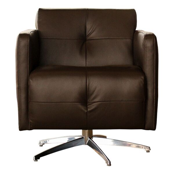 Poltrona Giratória Para Sala De Estar Astana Couro Capucino G