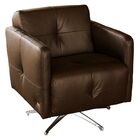 Poltrona Giratória Para Sala De Estar Astana Couro Capucino G