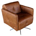 Poltrona Giratória Para Sala De Estar Astana Couro Caramelo G