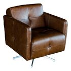 Poltrona Giratória Para Sala De Estar Astana Couro Marrom Bic