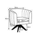 Poltrona Giratória Rosa Pés Madeira Tabaco Linho Cinza - Gran