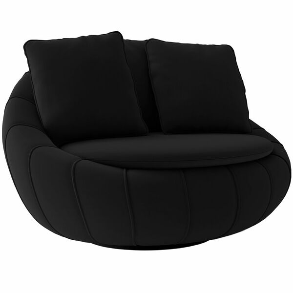 Poltrona Giratória Sala De Estar Afrodite Veludo Preto G45 -