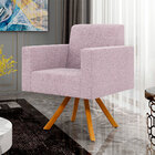 Poltrona Giratória Sala De Estar Base De Madeira Helô L02 Bou