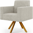 Poltrona Giratória Sala De Estar Base De Madeira Helô L02 Bou