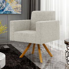 Poltrona Giratória Sala De Estar Base De Madeira Helô L02 Bou