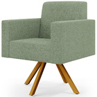 Poltrona Giratória Sala De Estar Base De Madeira Helô L02 Bou