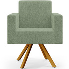 Poltrona Giratória Sala De Estar Base De Madeira Helô L02 Bou