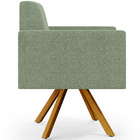 Poltrona Giratória Sala De Estar Base De Madeira Helô L02 Bou