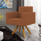 Poltrona Giratória Sala De Estar Base De Madeira Helô L02 Bou