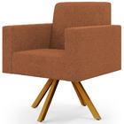 Poltrona Giratória Sala De Estar Base De Madeira Helô L02 Bou