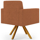 Poltrona Giratória Sala De Estar Base De Madeira Helô L02 Bou